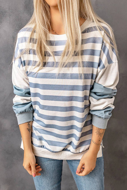 STRIPE DROP SHOULDER PULLOVER