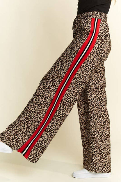 JADE BY JANE - LEOPARD CONTRAST TROUSER RED PANEL: MOCHA BROWN / S