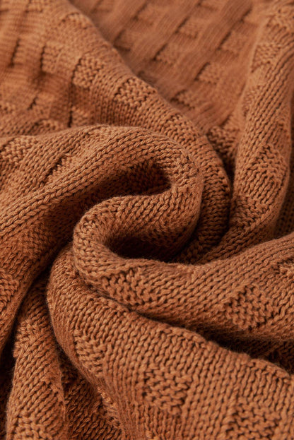 CAMEL ROUND NECK KNIT TOP