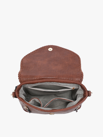 LORELEI DOUBLE ZIP CROSSBODY : BLACK + LT BROWN