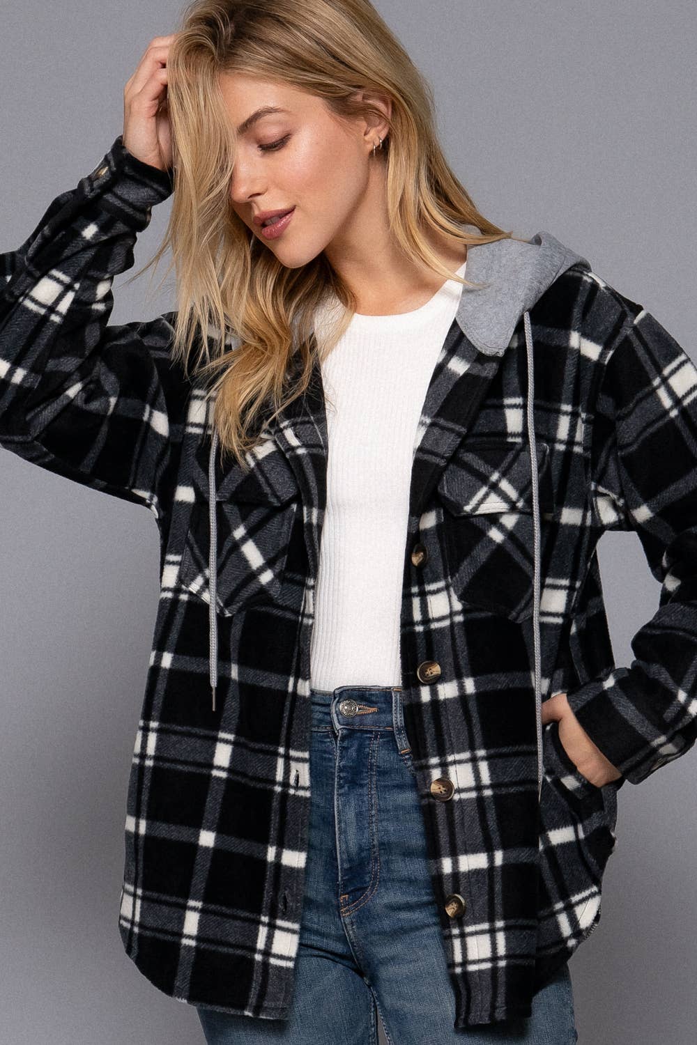 FLEECE PLAID JACKET