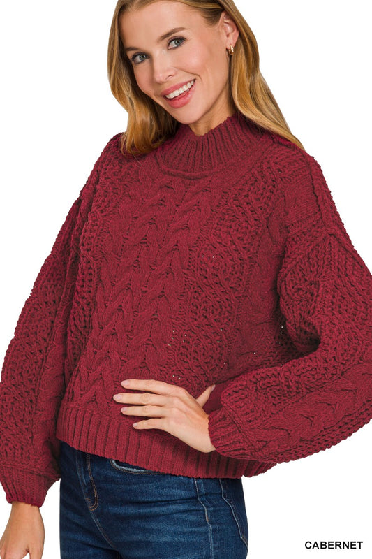CABERNET CABLE KNIT SWEATER