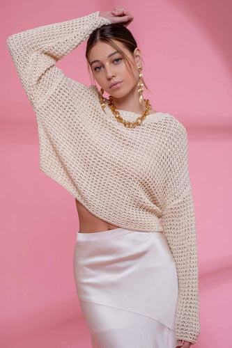 SOLID KNITTED CREW NECK SWEATER: OATMEAL