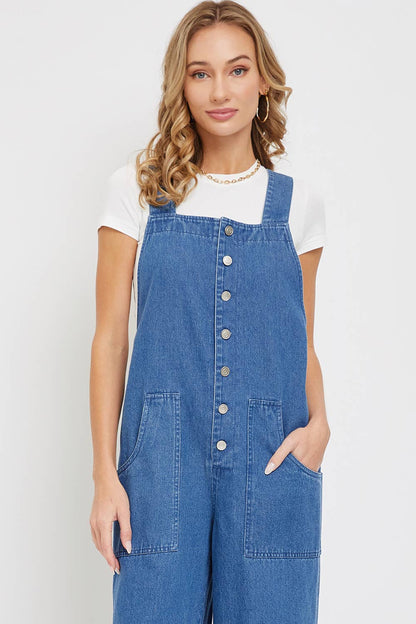 DENIM WIDE-LEG JUMPSUIT/OVERALL