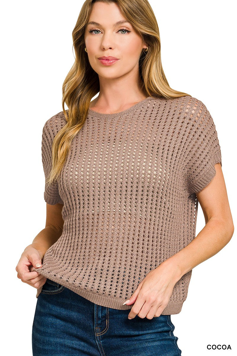 CROCHET KNIT SHEER HOLLOW SWEATER