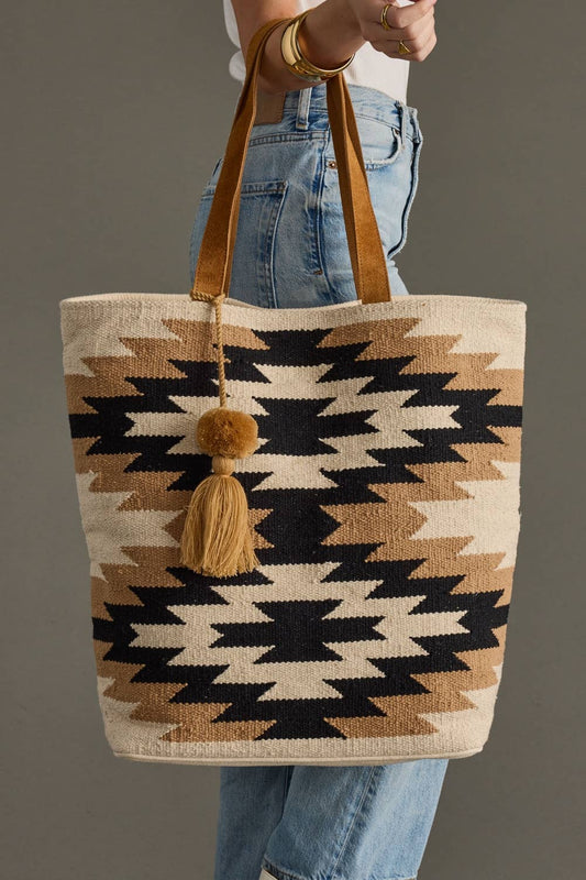 Cream, Black & Tan Western Tote