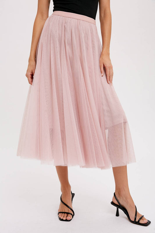 Bluivy - TULLE MIDI SKIRT: DUSTY PINK / M