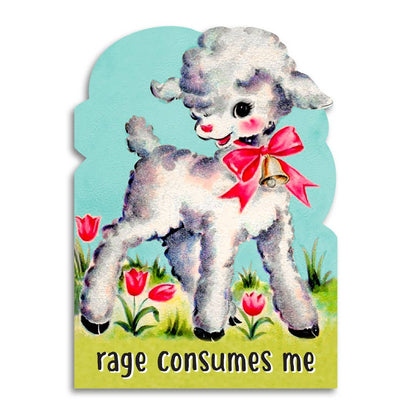 Bad Betty Greeting Co. - Rage Consumes Me - Cute Vintage Lamb Greeting Card