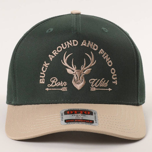 BUCK AROUND AND FIND OUT EMBROIDERED TRUCKER HAT