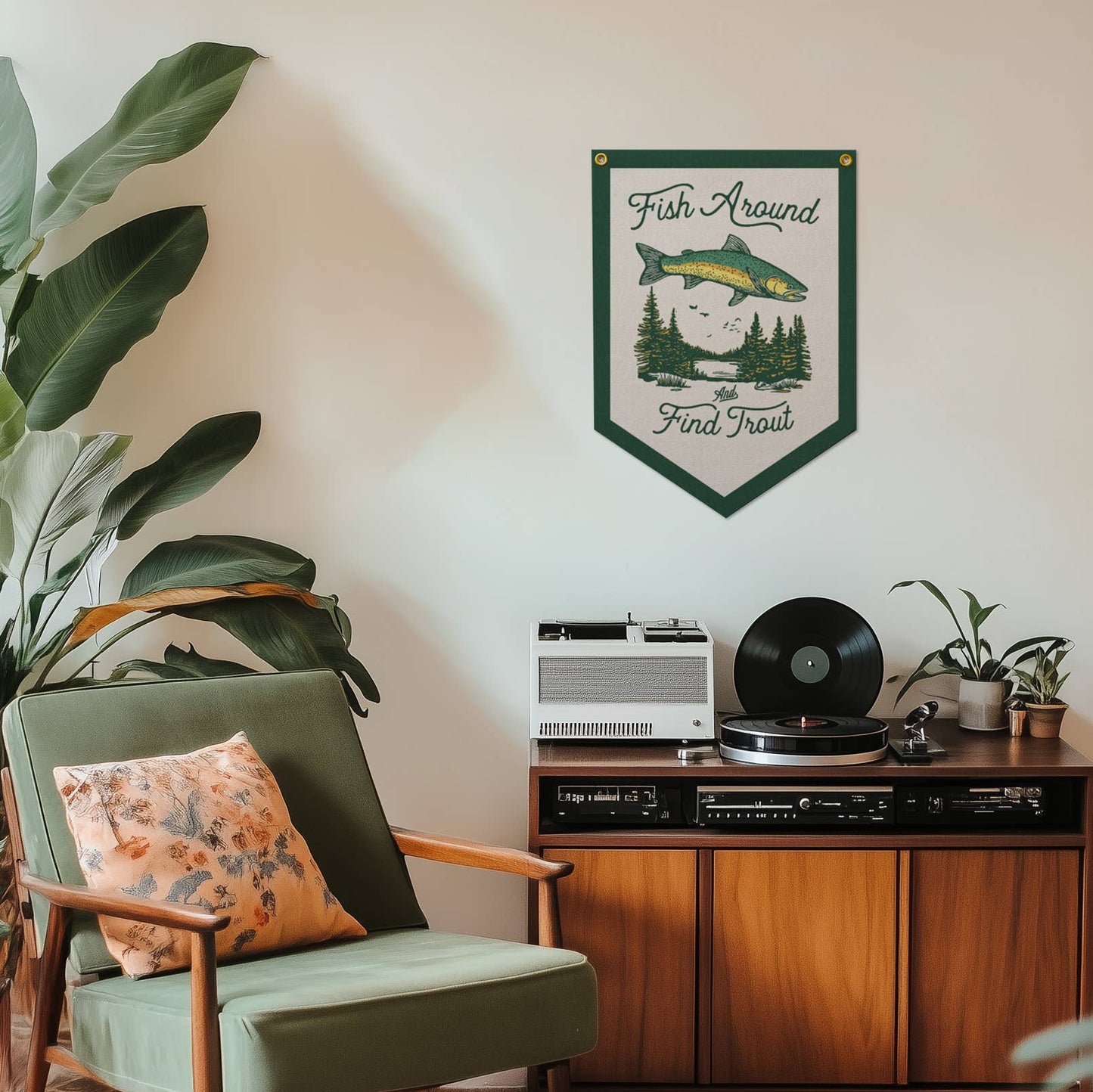 Benoit's Design Co. - Fish Around And Find Trout Felt Camp Flag