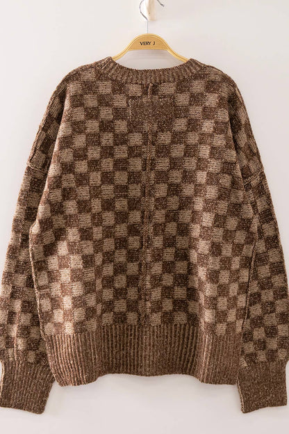 Checkerboard Knit Sweater