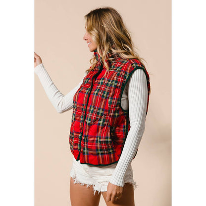 VINTAGE CHRISTMAS PLAID QUILTING VEST