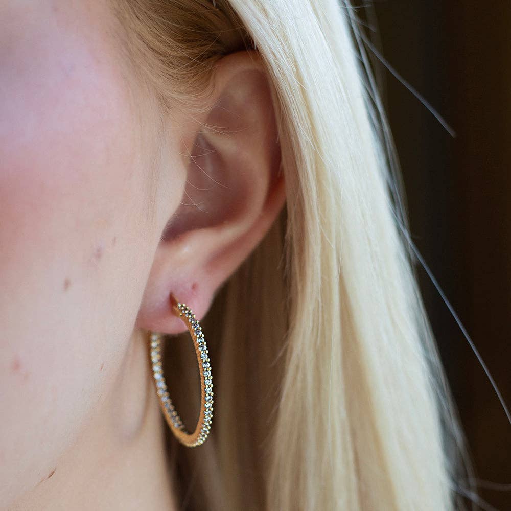 LENNY & EVA GILDED RHINESTONE HOOPS