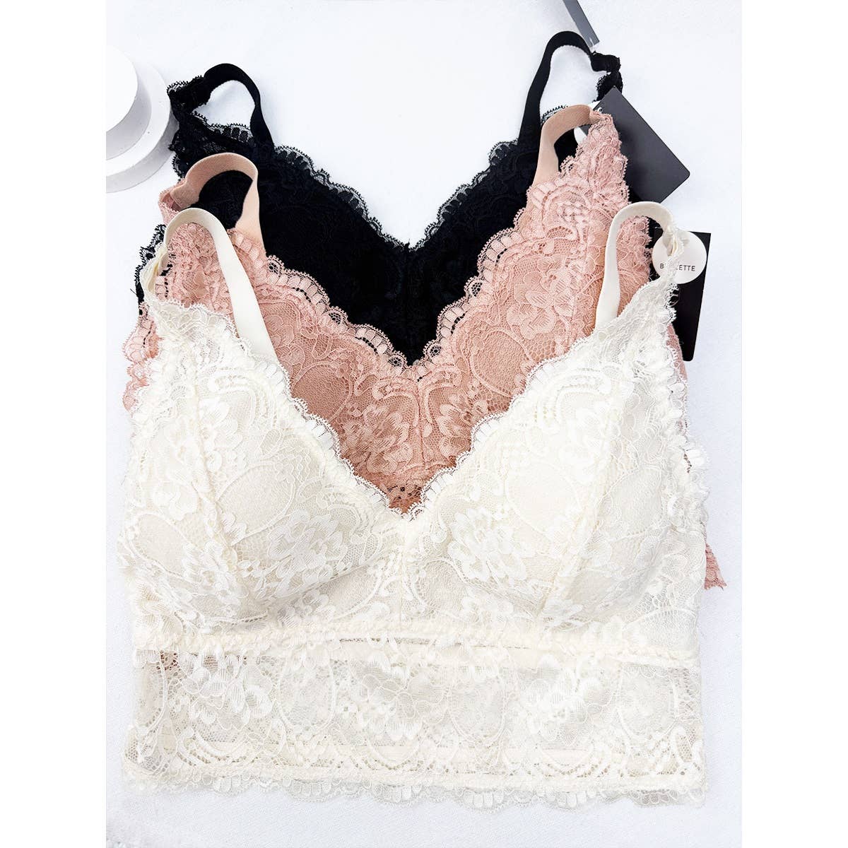 Love and Repeat - Floral Lace Bralette with Adjustable Straps : BLACK / S-M-L-XL(1-2-2-1)