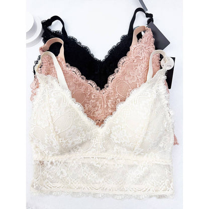 Love and Repeat - Floral Lace Bralette with Adjustable Straps : BLACK / S-M-L-XL(1-2-2-1)