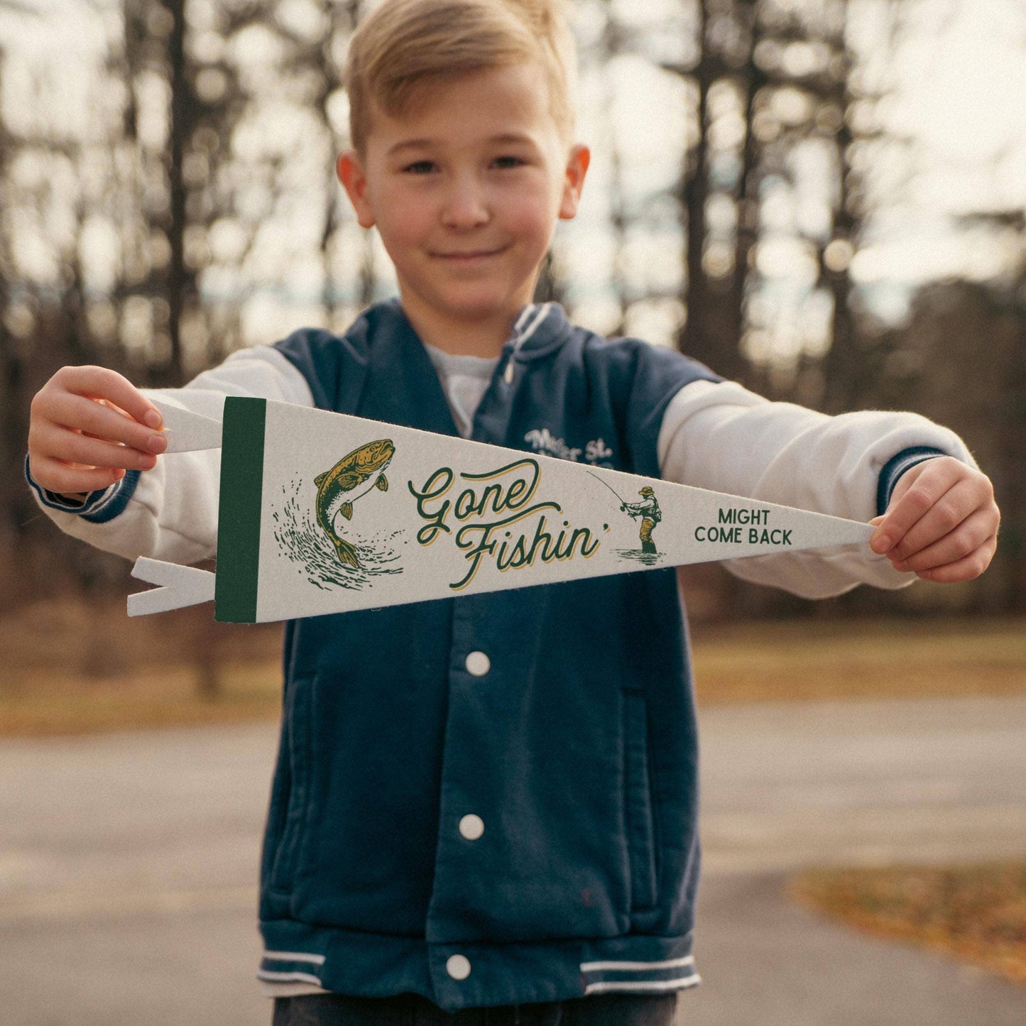 Benoit's Design Co. - Gone Fishin' Felt Pennant: Bold / Mini Pennant