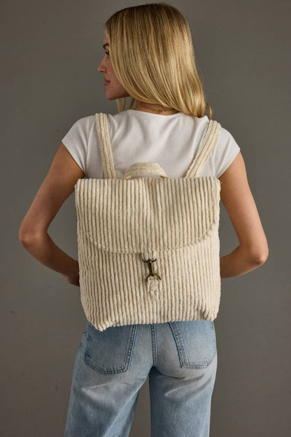 CREAM CORDUROY BACKPACK