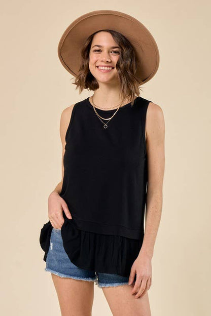 BLACK TWIST FRONT BURN OUT TOP