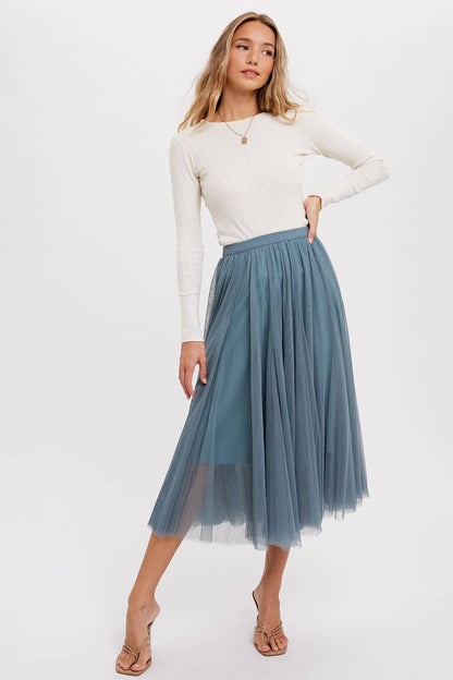 Bluivy - TULLE MIDI SKIRT: DUSTY PINK / M