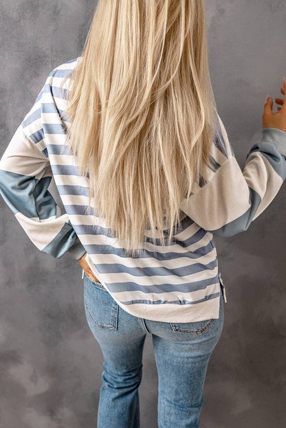 STRIPE DROP SHOULDER PULLOVER