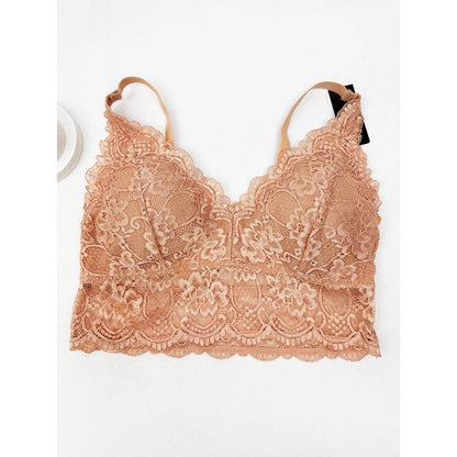 Love and Repeat - Floral Lace Bralette with Adjustable Straps : CAFE CREME / S-M-L-XL(1-2-2-1)