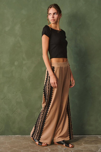 LACE SIDE-STRIPE SWEATPANTS