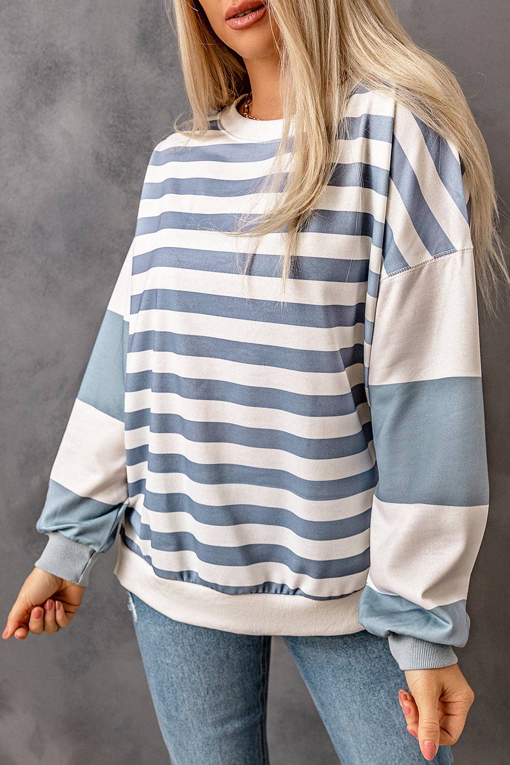 STRIPE DROP SHOULDER PULLOVER