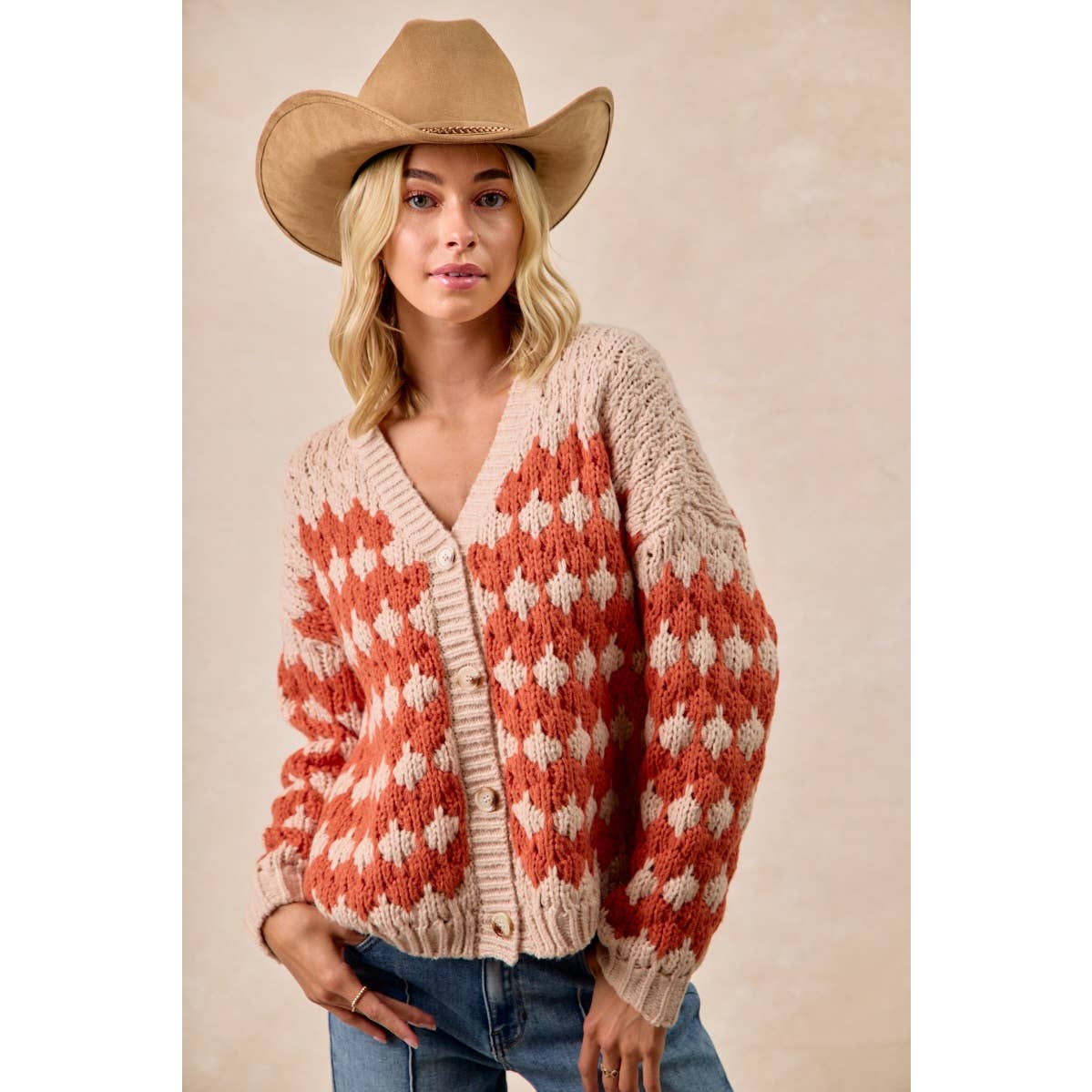 TEXTURED SWEATER CARDIGAN WITH BUTTONED CLOSURE