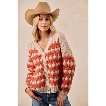 TEXTURED SWEATER CARDIGAN WITH BUTTONED CLOSURE