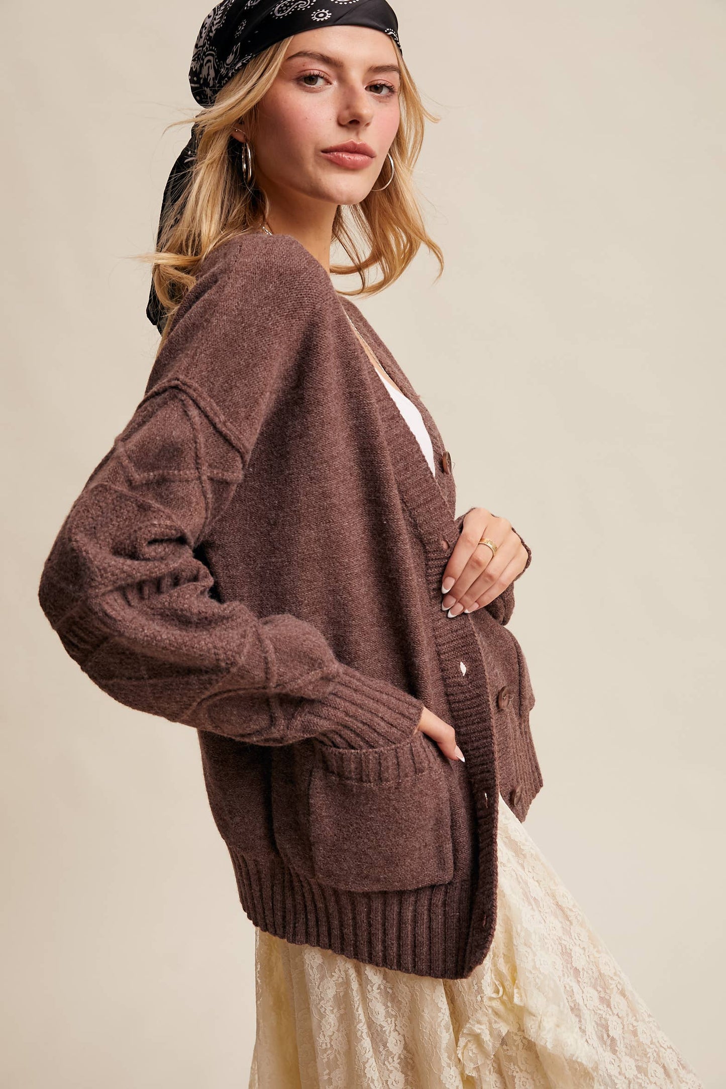TEXTURED KNIT BUTTON-UP CARDIGAN