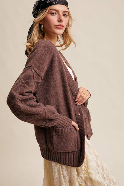 TEXTURED KNIT BUTTON-UP CARDIGAN