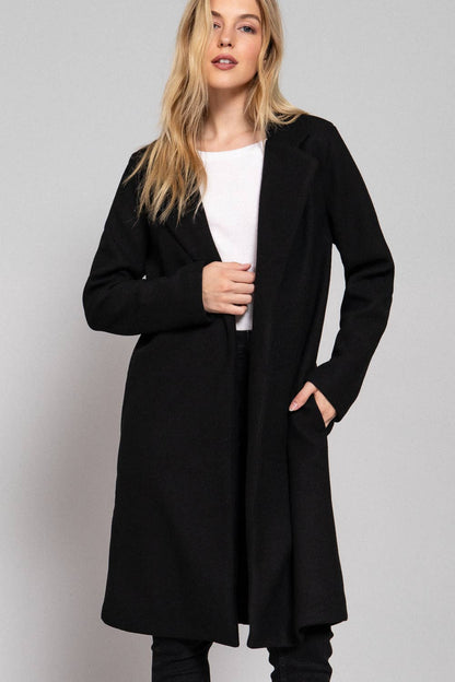 BLACK LONG SOFT FELT COAT