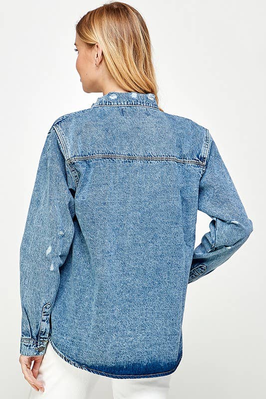 BOYFRIEND DENIM BUTTON UP JEAN JACKET