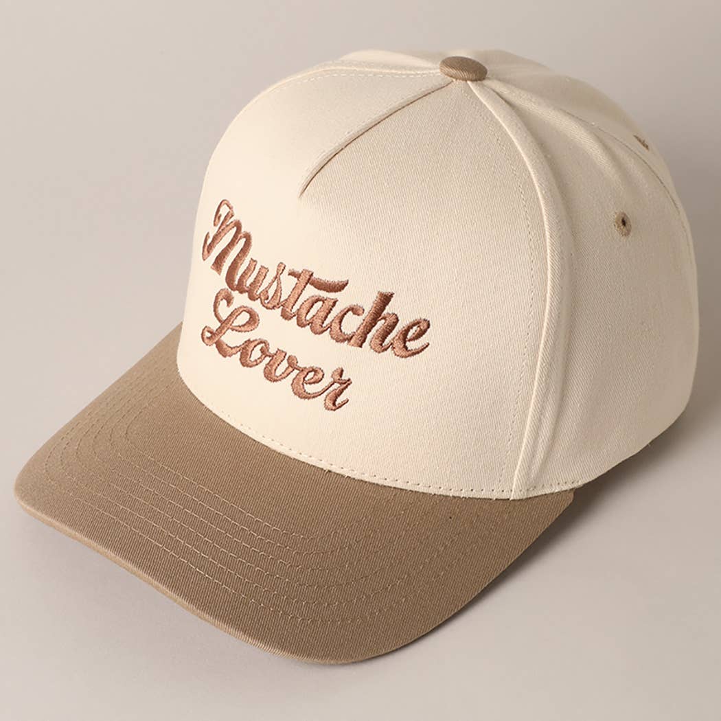 Mustache Lover Two Tone Trucker Hat: Beige
