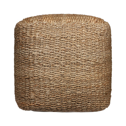 LR Home - Solid Farmhouse Natural Hand Woven Indoor Pouf