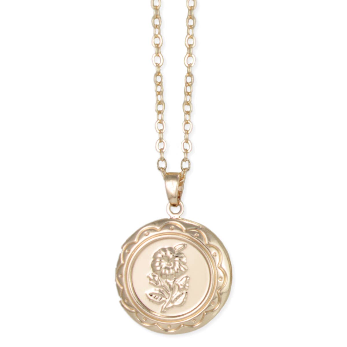 VINTAGE MEMORIES GOLD FLORAL LOCKET NECKLACE