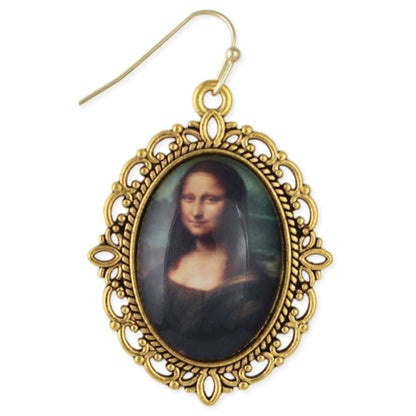 ZAD - Mona Lisa Print Gold Framed Fine Art Earrings