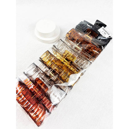 Love and Repeat - Leopard Mixed Pattern Rectangle Cut out Hair Claw: MIX COLOR / ONE(12)