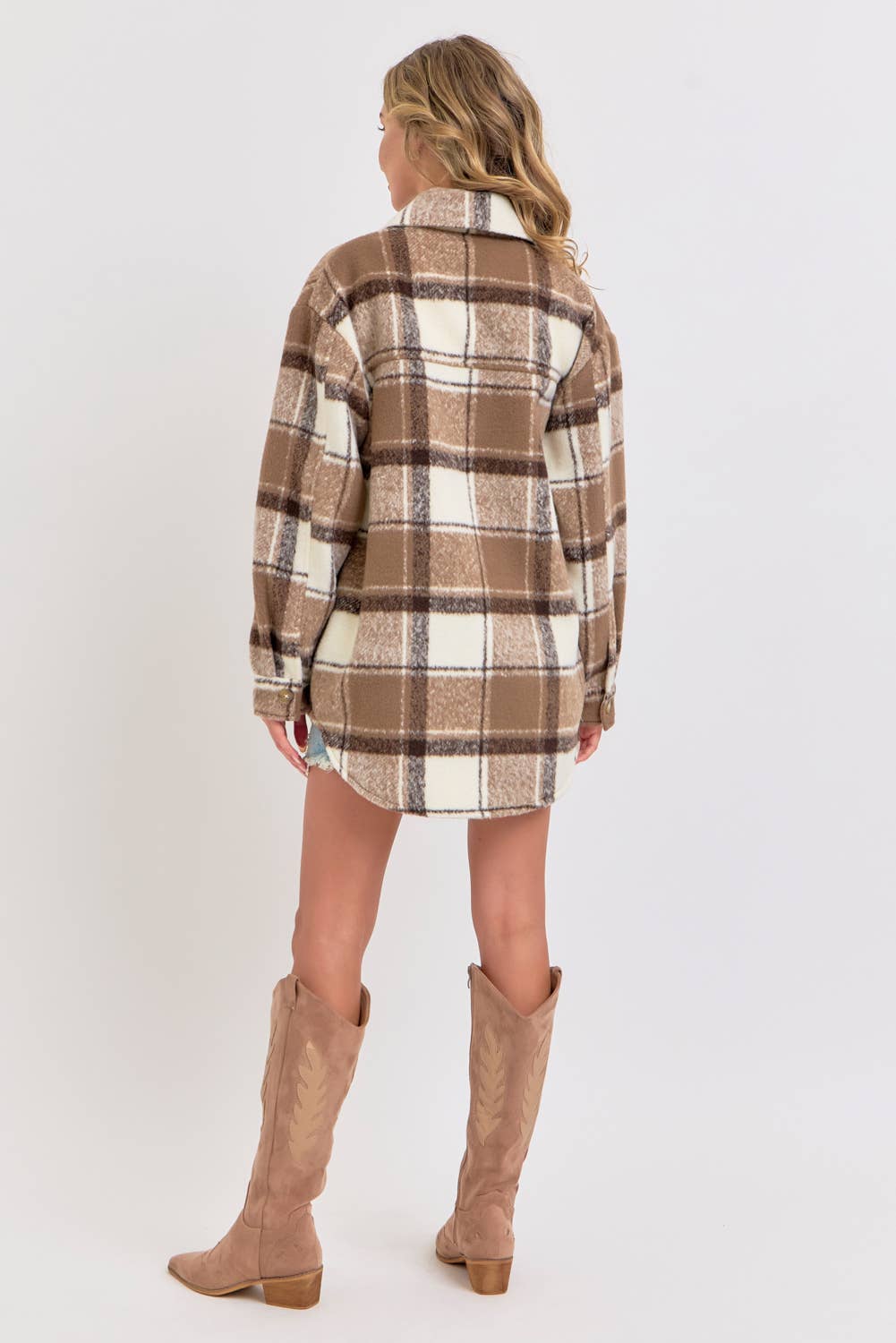 COZY BROWN PLAID SHACKET