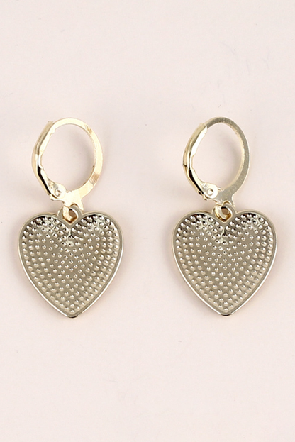 Little Daisy Closet - LDC Checkered Heart Shape Hoop Dangle Earrings: Black