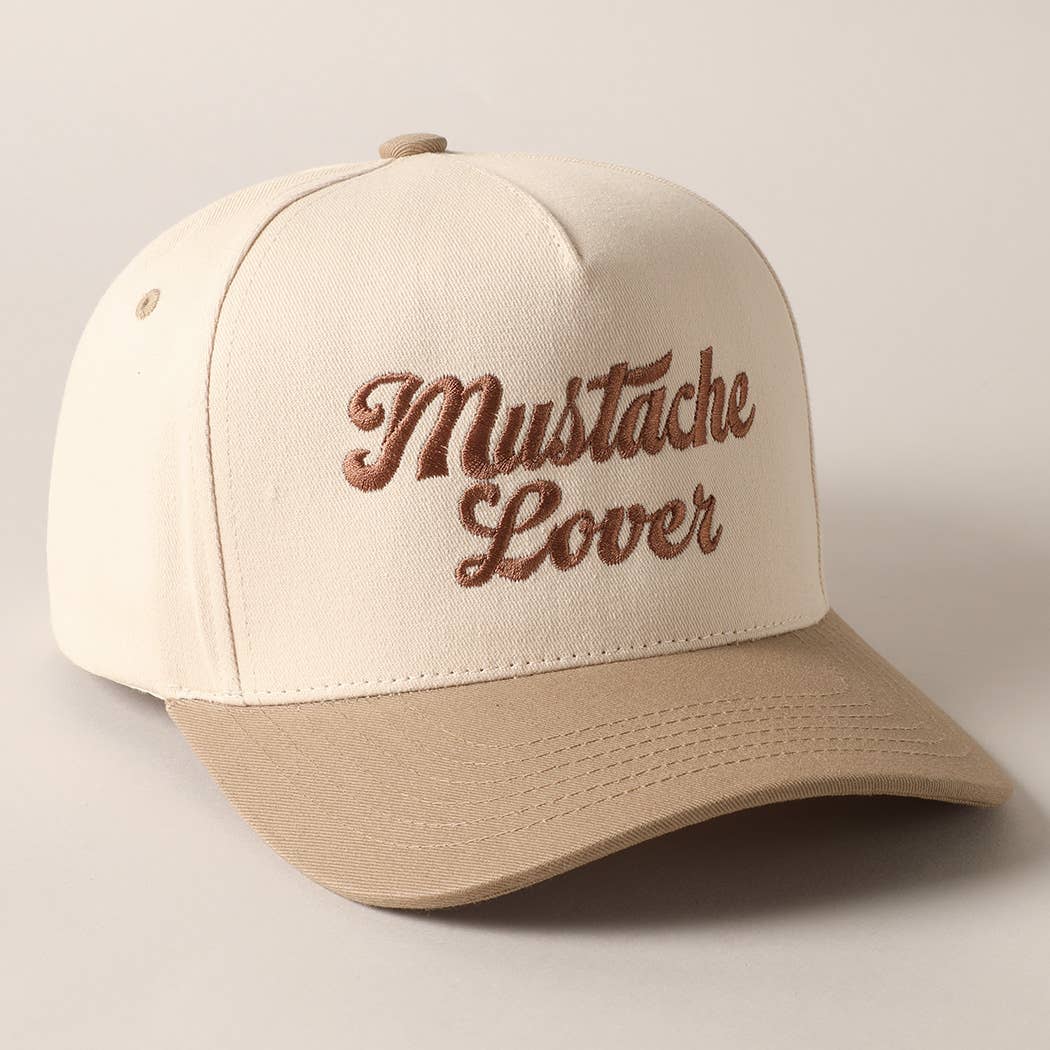 Mustache Lover Two Tone Trucker Hat: Beige