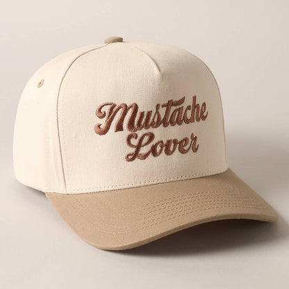 Mustache Lover Two Tone Trucker Hat: Beige