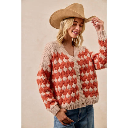 TEXTURED SWEATER CARDIGAN WITH BUTTONED CLOSURE