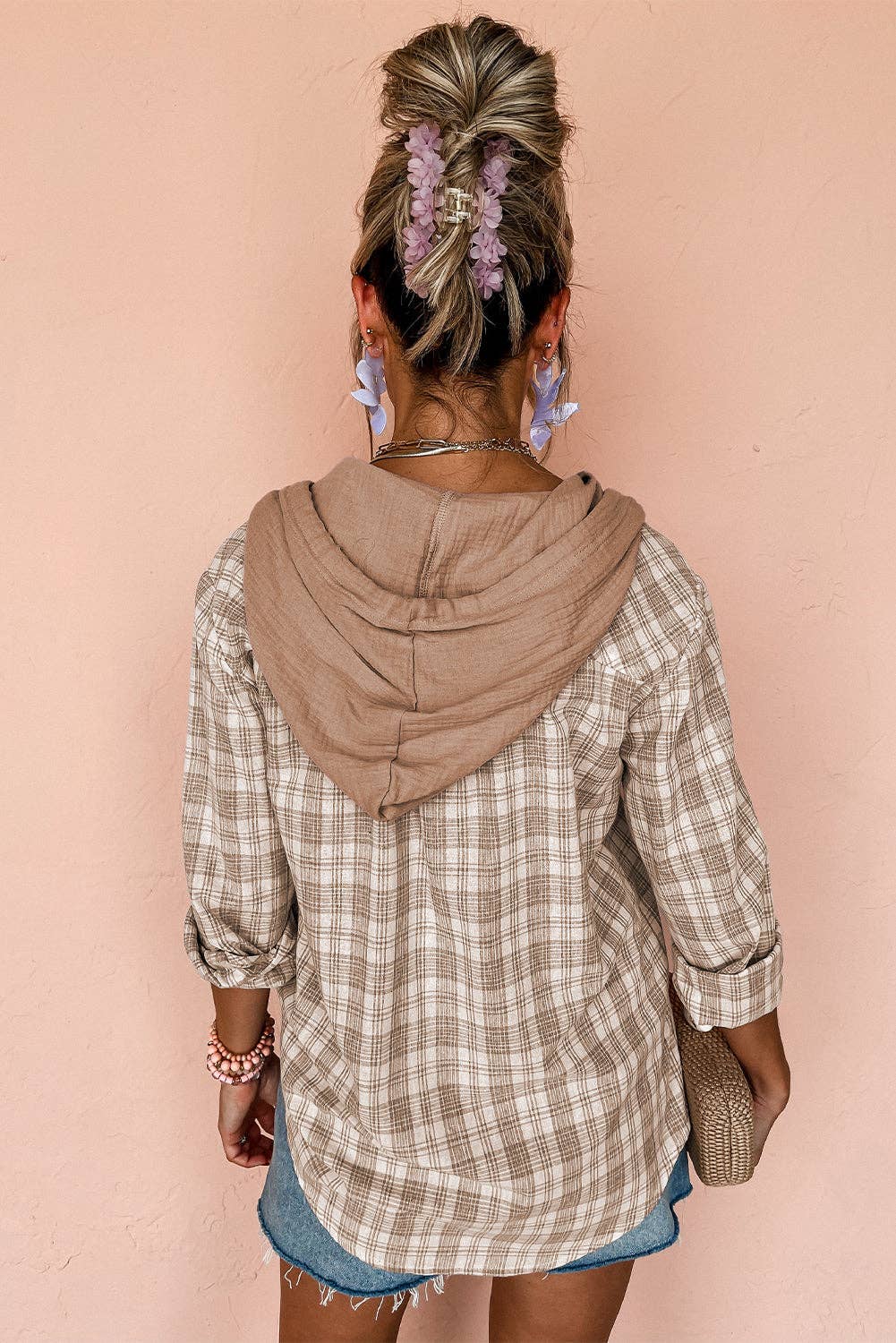 CHECKED LOOSE FIT HOODED FLANNEL