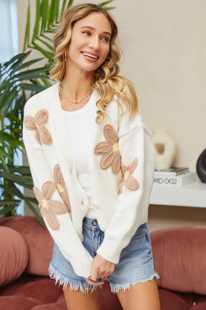 COZY SWEATER CARDI WITH FLORALS