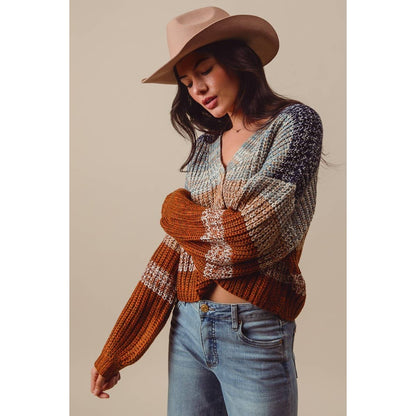 MULTI COLOR STRIPE SWEATER CARDIGAN