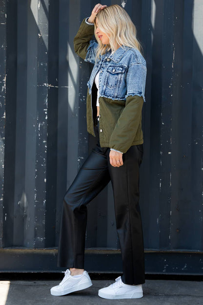 ACID WASH DENIM WITH QUILTED JACKET