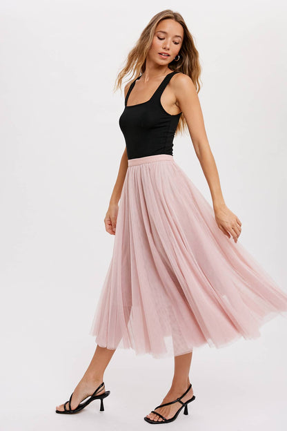 Bluivy - TULLE MIDI SKIRT: DUSTY PINK / M