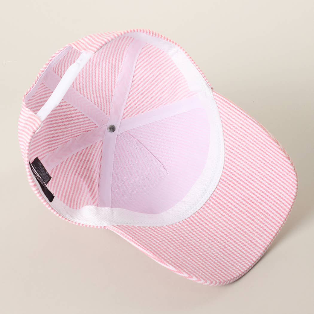 USA LETTER PATCH STRIPED TRUCKER HAT