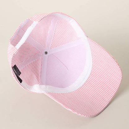 USA LETTER PATCH STRIPED TRUCKER HAT